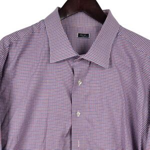 Tom James Mens‎ Dress Shirt Checkered Button Up Long Sleeve